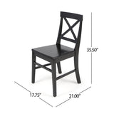 Christopher Knight Home® - Noble House - Roshan Farmhouse Black Finish Acacia Wood Dining Chairs