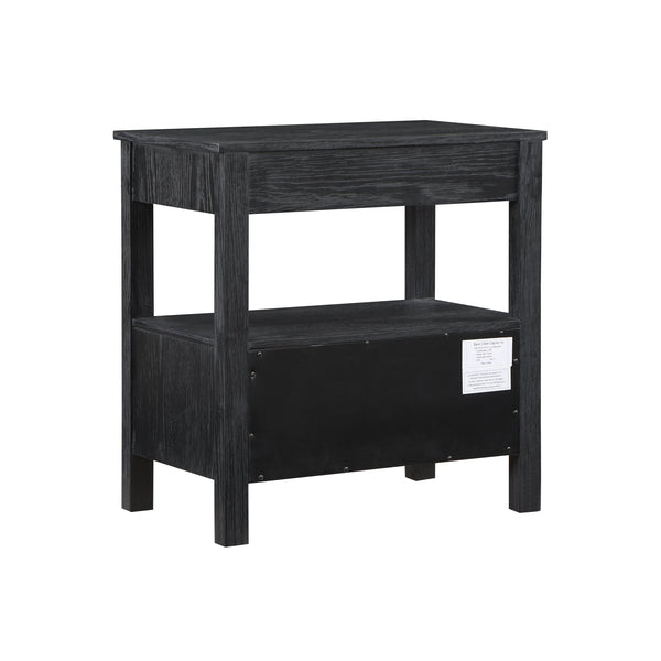 English Elm Danielle Modern 2-Drawer Nightstand in Black Oak Veneer with Gold Knobs, Smooth Glides & Shelf B050P376972