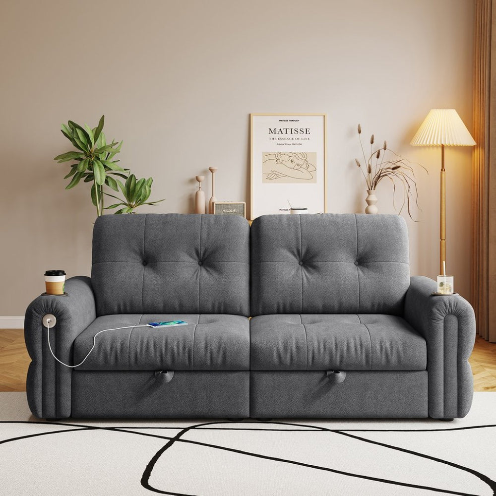 English Elm It Chenille Convertible Loveseat Sleeper with Steel Frame for Compact Living Spaces W3820S00034