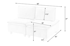 English Elm 58-inch plush flannelette double-seat sofa with adjustable backrest, solid wood frame, modern minimalist comfort Light Brown W1658S00128