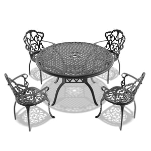 English Elm 5-Piece Cast Aluminum Patio Set With Beige Cushions – Stylish, Durable Dining For 4 Outdoors W1710S00137
