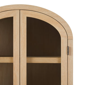 English Elm Walker Edison - Modern 5 Shelf Arched Tall Bookcase with Tempered Glass Doors, MDF Durability, Sleek Metal Handles, Showcase Pieces in Living and Office Spaces Oak 72.31 L x 19.01 W x 15 H B185S00025