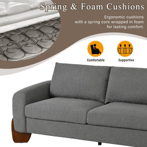 English Elm U_style Bouclé 3 Piece Living Room Sofa Set with Loveseat and Two Accent Armchairs Grey WY000479AAE