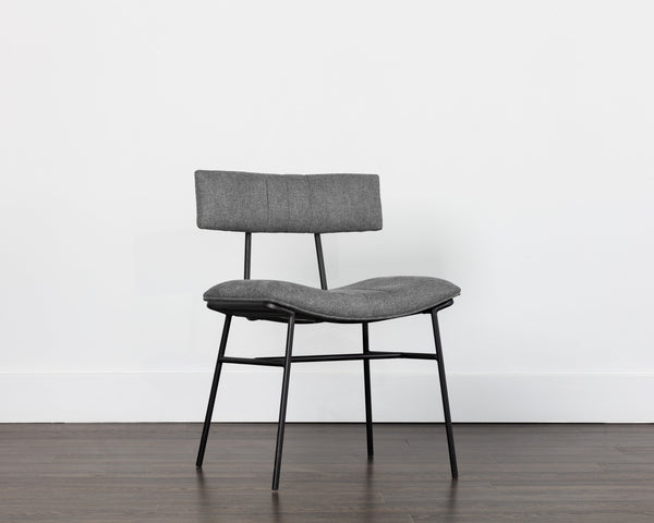 Sunpan Buca Dining Chair - Contemporary Belfast Koala Grey with Sleek Black Iron Frame for Modern Spaces
