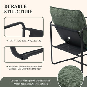 English Elm Accent Chair Mid-Century Rattan Arms Set of 2 with Rubber Wood Legs, Plush Fabric Seat, Cozy Lounge Green T3950P399125