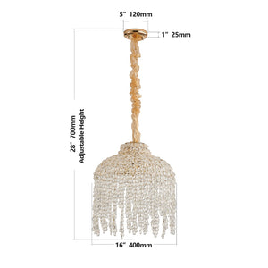 English Elm 16 Inch Gold 5-light Crystal Bead Chandelier Cascading Waterfall Pendant for Dining Rooms W1340P264002