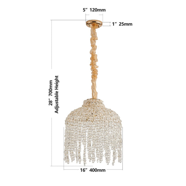 English Elm 16 Inch Gold 5-light Crystal Bead Chandelier Cascading Waterfall Pendant for Dining Rooms W1340P264002