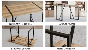 English Elm 55" Modern Mdf Wood Dining Table & 4 Saddle Leather Chairs Set - Eco-Friendly, Stylish & Durable! W2189S00712