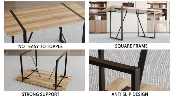 English Elm 55" Modern Mdf Wood Dining Table & 4 Saddle Leather Chairs Set - Eco-Friendly, Stylish & Durable! W2189S00712