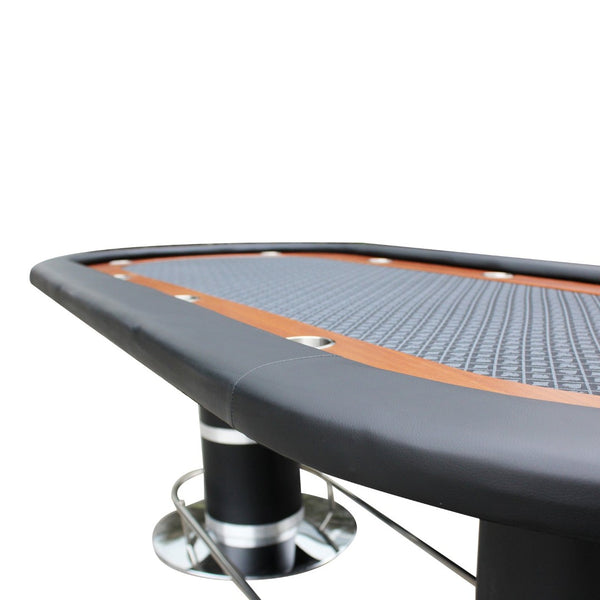 English Elm 96" Oval Poker Table Seats 10 with Speed Felt Surface Stainless Steel Cup Holders Black W2748S00048