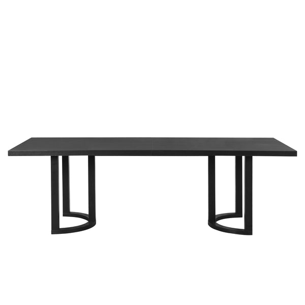English Elm Christopher Knight Home® - 95 Modern Solid Wood Dining Table with U-Shaped Trestle Base Seats 8, Sleek Rectangular Design Black N771P195513H