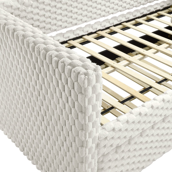 English Elm Beautiful Tufted Daybed with Nailhead Trim and Pull-Out Trundle, Modern Chic Lounge Bed for Guest Rooms White 43.5 L x 39.75 W x 9.5 H B011S01643