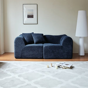English Elm Modern Velvet Compressed 2-Seater Sofa Loveseat for Small Spaces — Plush Foam Seating, Space-Saving Design, Durable Comfort Blue W1765P349640