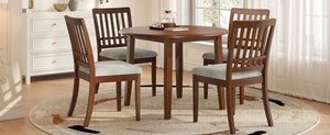English Elm 5-piece Round Folding Dining Set with Mdf Table and Upholstered Chairs for Small Spaces Brown N752S0010618D