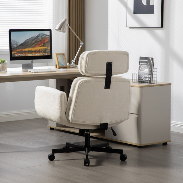 English Elm Criss Cross Wide Seat Pu Leather Swivel Task Chair with Removable Headrest W3118P404123