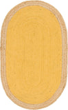 Unique Loom Braided Jute Goa Hand Braided Border Rug Yellow, Natural 3' 3" x 5' 1"