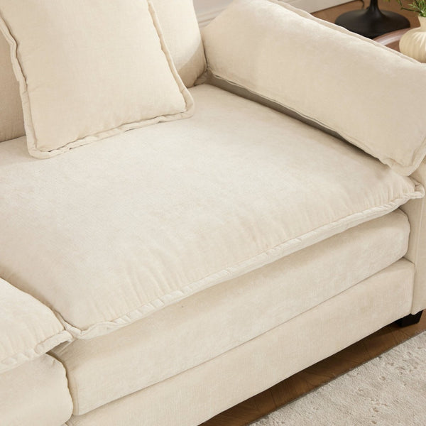 English Elm Cloud Sectional Armrest Module Chenille Upholstered Lounge Piece for Modern Living Spaces Beige W1143P378694