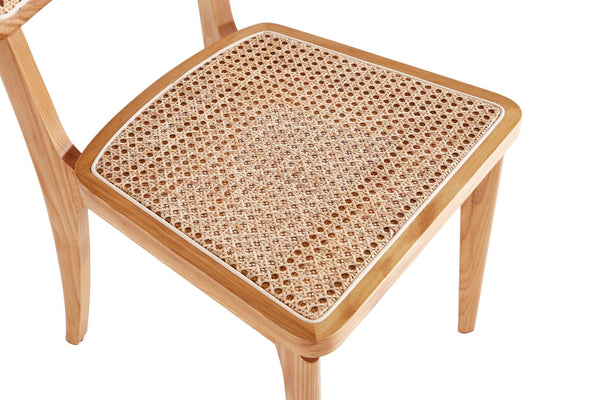 English Elm Giverny Solid Ash Wood Dining Chair with Natural Cane Seat and Square Cane Backrest, Fully Assembled Natural B365P397788