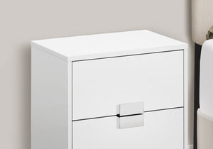 English Elm Accent Table - Contemporary Glossy White Laminate With Chrome Base, Versatile Storage Solution For Any Room B2710P219309