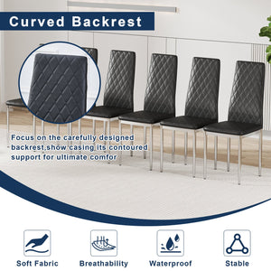 English Elm Office modern visitor chairs set of 8 — stylish leather-look reception seating, mid-back, durable frame, comfy cushions for meeting rooms and cafes Black W2920P303605