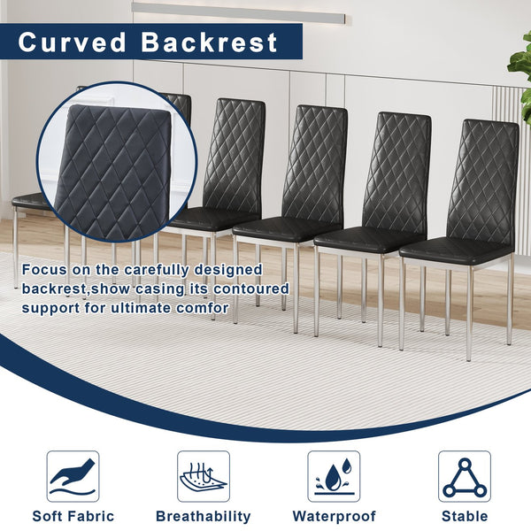 English Elm Office modern visitor chairs set of 8 — stylish leather-look reception seating, mid-back, durable frame, comfy cushions for meeting rooms and cafes Black W2920P303605