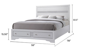 English Elm Traditional Matrix Full 5PC Storage Bedroom Set in White – Elegant Wood Construction, Silver Knob Pulls, Ample Drawers for Organized Comfort B009S01345