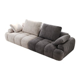 English Elm 86.6″ Large Size Two Seat Sofa,Modern Upholstered,Beige Paired With Grey Suede Fabric