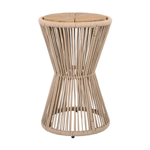 English Elm Scott Living Nara Outdoor Acacia Wood Side Tables with Woven Rope Iron Frame Set Beige,Light Teak N770PS2354692L