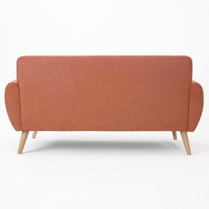 English Elm 67.25" Button Tufted Mid-century Loveseat with Rubberwood Legs for Compact Living Spaces Burnt Orange N771P371392D