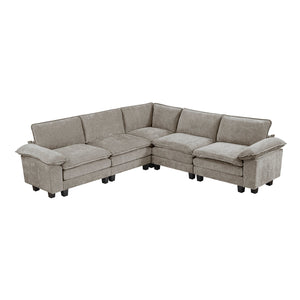 English Elm Modern 5-Piece Modular Sectional Sofa Set - Plush Chenille Upholstery & Durable Design For Living Room B011S01818
