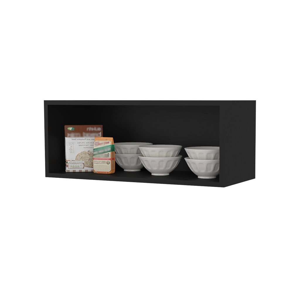 English Elm Wenge Wall Cabinet with Open Storage and Scratch-Resistant Melamine Finish for Modern Kitchen (30") B062P252212