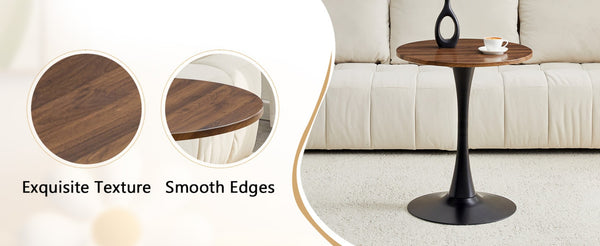 English Elm Round Faux Marble Tulip Dining Table Mid Century Pedestal Base for Compact Kitchens Walnut W2920P395713