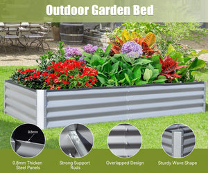 English Elm 6x3x1ft Galvanized Raised Garden Bed — Heavy-Duty Rust-Resistant Steel Planter with Open Base, Safe Edges and Support Rods for Effortless Vegetable, Flower & Herb Gardening Silver W1859P197882