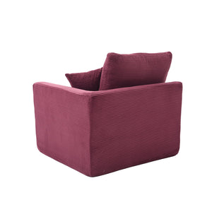 English Elm UNITED Cloud Couch Modular Sectional Sofa with Corduroy Cover, Ergonomic 2-Seater, No Assembly Needed WINE RED W1568P371121