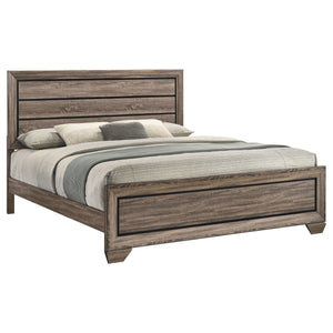 English Elm Oatfield Washed Taupe Eastern King Panel Bed with Slatted Headboard and Footboard, Rustic Modern Charm B062S00657