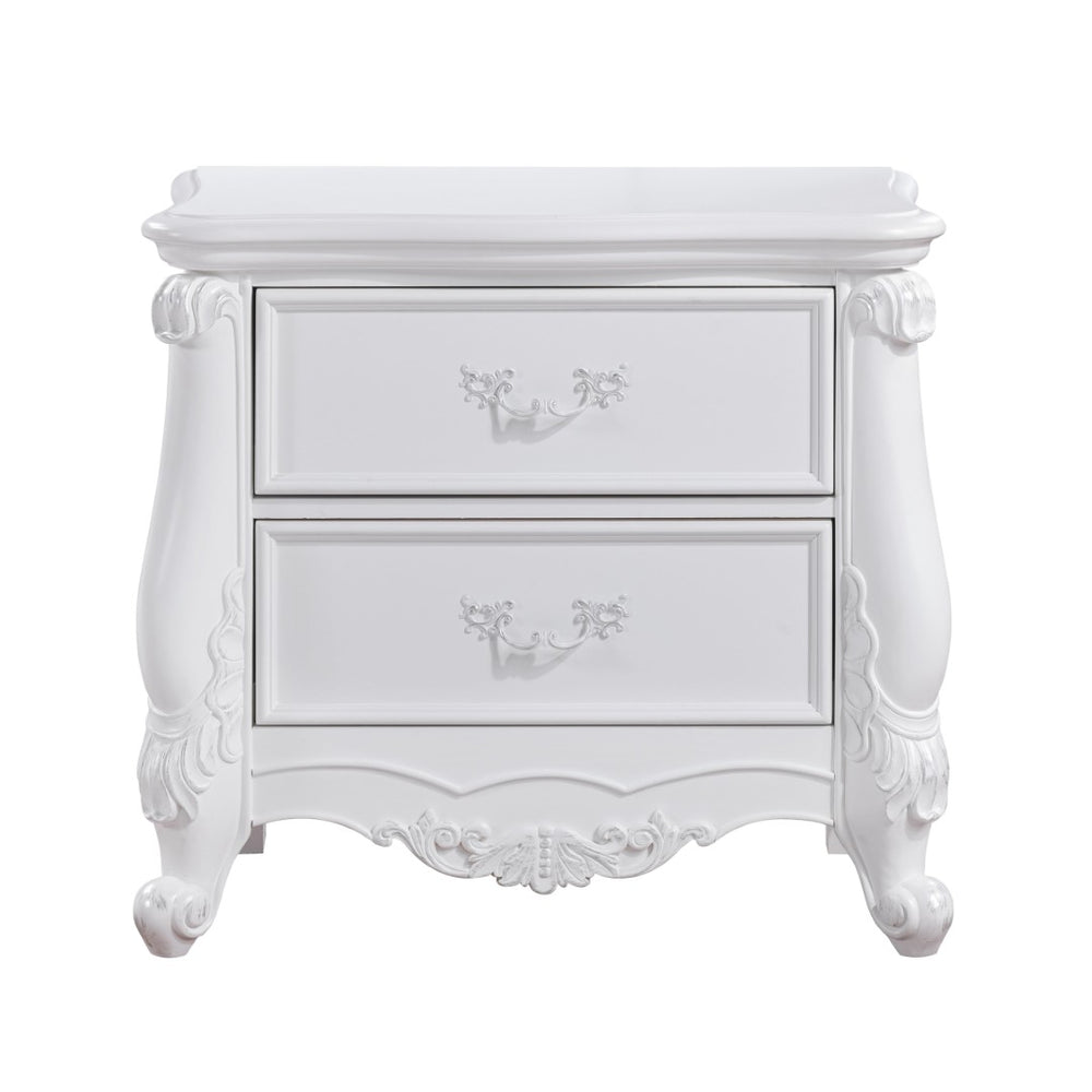 English Elm Latisha Two Drawer White Nightstand with Felt Lined Storage for Modern Bedrooms B2756P493478