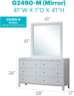 English Elm Elegant White Transitional Dresser - 58"W Bright White 5-Drawer Particle Board, No Assembly, Durable Finish B078118343