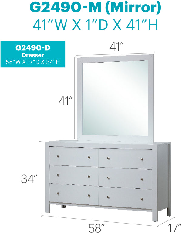 English Elm Elegant White Transitional Dresser - 58"W Bright White 5-Drawer Particle Board, No Assembly, Durable Finish B078118343