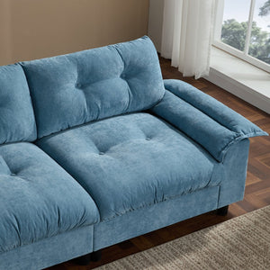 English Elm 104*60" Sectional Sofa with Hidden Ottoman Storage, Tufted Chenille, USB Ports, Cup Holder Light Blue N723S9806C