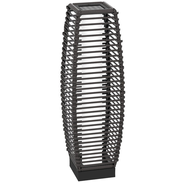 English Elm Outsunny Solar Rattan Pathway Lantern Outdoor Wicker Led Garden Light Auto Dusk Gray W2225P174045