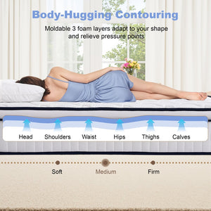 English Elm 12 Inch Queen Hybrid Mattress Memory Foam Pocket Springs Medium Firm Cooling W2699P399180