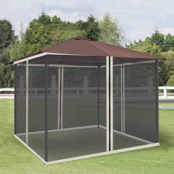 English Elm Outsunny Gazebo Mesh Sidewall Netting Four Zip Panels Bug Screen Patio Canopy W2225P200840