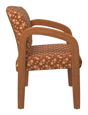OSP Home Furnishings Medium Oak Wood Visitor Chair with Lumbar Support Taupe Fabric Seat for Office Reception Marigold WD380-K111