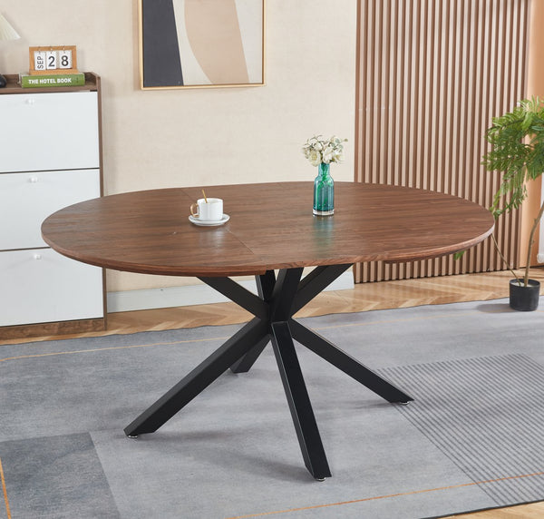 English Elm Extendable Dining Table – Versatile Mdf Top & Sturdy Metal Legs For Office, Dining, Or Coffee Use W234S00109