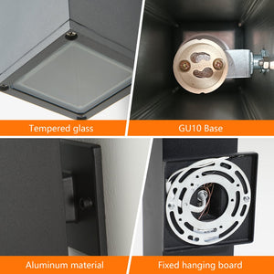 English Elm 2-Pack Modern Outdoor Wall Sconce Black Aluminum, Up/Down Weatherproof GU10 Lights 3000K Warm W1340P243536