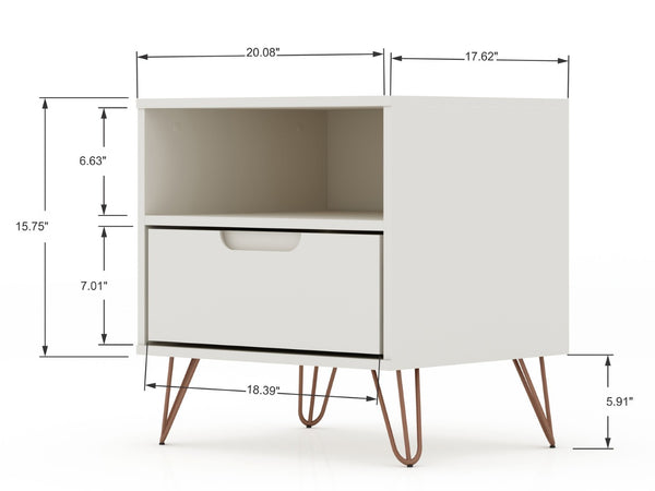 English Elm Rockefeller 20" Nightstand In Off White – Modern Farmhouse Charm With Metal Legs & Storage Solutions B365P398173-GIGA