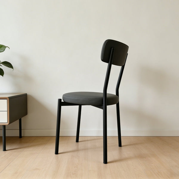 English Elm Dining Chair Set of 4 Upholstered Pu Leather Curved Back with Steel Legs W3752P466698