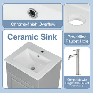 English Elm [video] Compact Sage Green Bathroom Vanity with Ceramic Sink Soft Close Cabinet Grey N759P237932E