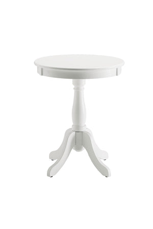 English Elm Alger Round White Finish Accent Table — Cottage Transitional Pedestal Side Table, Solid Wood Top, 40lb B2726P256196