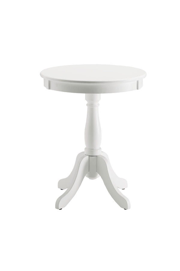English Elm Alger Round White Finish Accent Table — Cottage Transitional Pedestal Side Table, Solid Wood Top, 40lb B2726P256196
